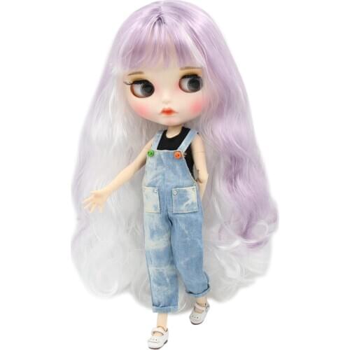 ICY DBS Blyth Doll 1/6 bjd white skin joint body purple white hair new matte face Carved lips with eyebrow customized face