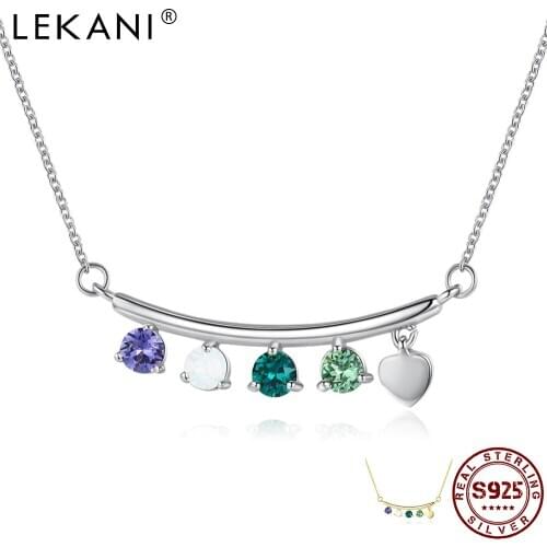 LEKANI Chokers Necklace For Women Sterling Silver 925 Jewelry Colorful Dazzling Austria Crystal & Cute Heart Gold Color Necklace