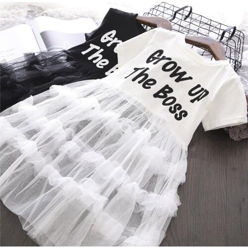 GirlS Summer Dress 2020 Summer New Korean Version Lace Cake Letters Dress Princess Party Dress Children' Clothes Girls Clothing
