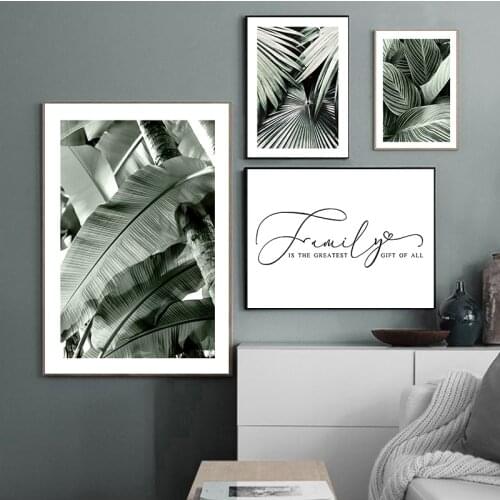 Tropical Plant Leaf Canvas Nordic Botanical Wall Art Print Scandinavian Home Decoration Picture Painting Family Quotes