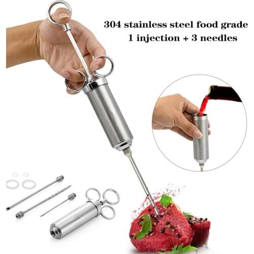 Marinade Seasoning Injector Turkey Meat Injectors Stainless Steel Cooking Syringe Injection With 2-5 Needles