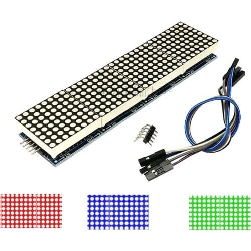 10PCS MAX7219 4-in-1 display dot matrix microcontroller module with 5P line 4 in 1 dot matrix 8*8 red/green/blue 5V voltage