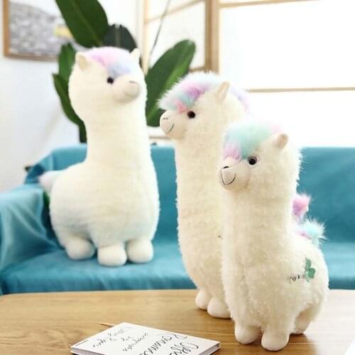 Cute 38cm 46cm White Alpaca Llama Plush Toys Doll Animal Stuffed Animal Dolls Soft Plush Alpacasso For Kids Birthday Gifts