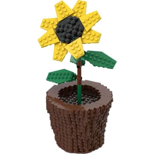 MOC Flower Pot Plant Sunflower Building Block Bricks Sets Design Model City Toys For Childrens DIYEducation Girls 631PCS