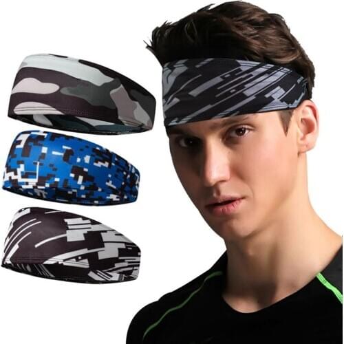 Fashion Men Camouflage Stretch Sweatband Gym Running Sports Headband Accessory