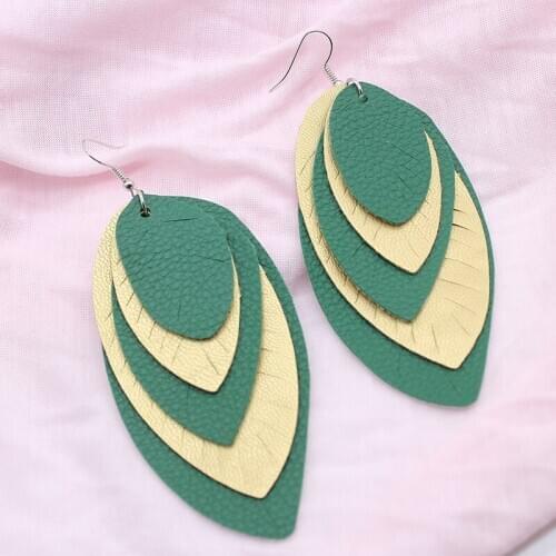 Fashion Teardrop Leaves Leather Earrings For Women Girls Jewelry 2020 Gifts Petal Antique Lightweight Handmade Drop Earrings