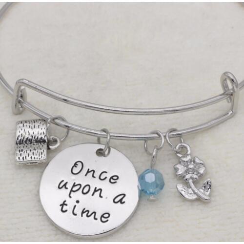 Fashion teachers gift bracelet crystal Jewelry book flower once upon a time adjustable Bangle B1029