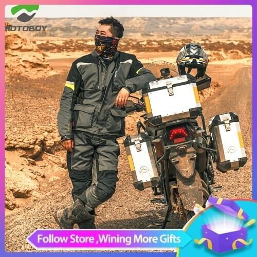New Motoboy Motorcycle Bike Polyester 600D Oxford Riding Touring 3 Layer Waterproof Warm Jacket&Pant 4 Season Wear CE Protectors