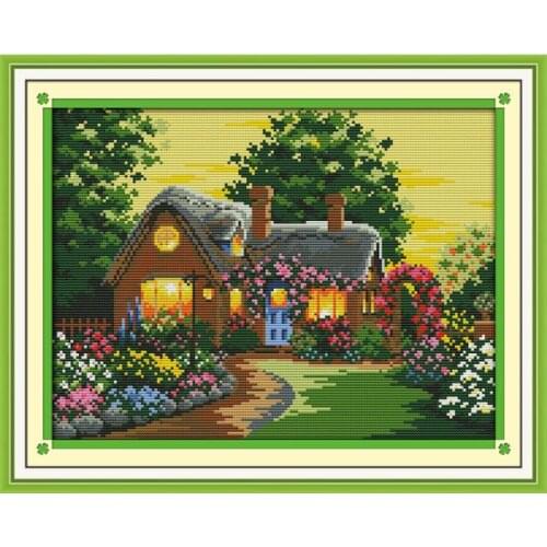 Suburban house cross stitch kit 14ct 11ct count printed canvas stitching embroidery DIY handmade needlework