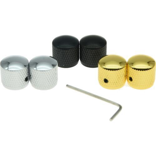 Set of 2 KAISH 20mm Set Screw Precision Bass P Bass Guitar Dome Knobs Electric Bass Knobs for Fender