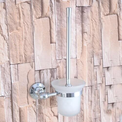 Wall Mounted Polished Chrome Brass Bathroom Toilet Brush Holder Set Bathroom Accessory Single Glass Cup mba793