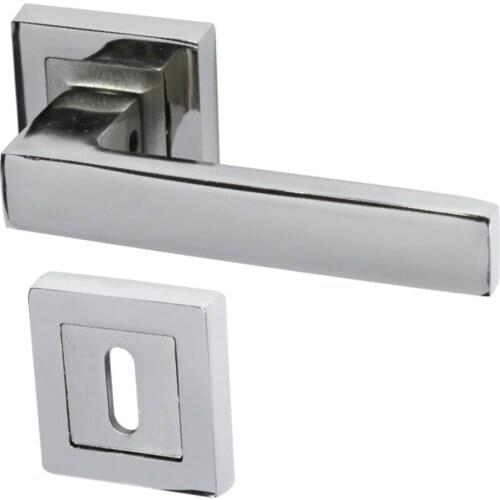 Nickel Satin Square Rosette Room Door Handle