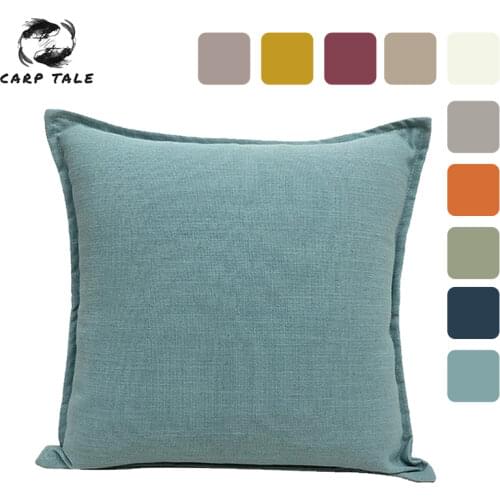 Solid Color Cushion Cover For Home Hotel Office Car Pillowcase 45x45cm Throw Pillows Covers Polyester Fiber Linen Pillow Case
