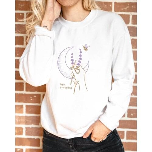 BEE GRATEFUL. COLORED This sweatshirt graphic funny women fashion casual slogan grunge tumblr pure cotton pullovers young tops