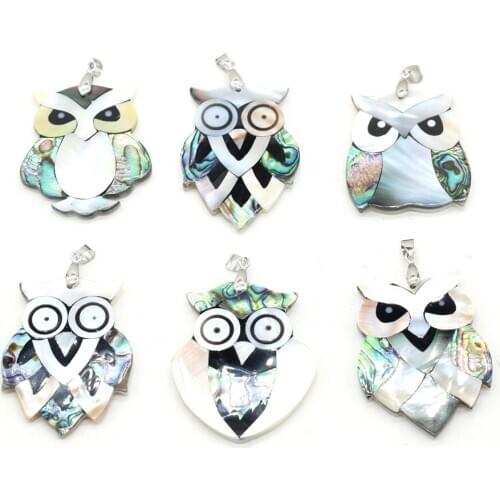 Charms Owl Natural Shell Pendant Multiple Shape Anaiml Pendant for Makinag Women Men Jewerly Necklace Party Best Gift