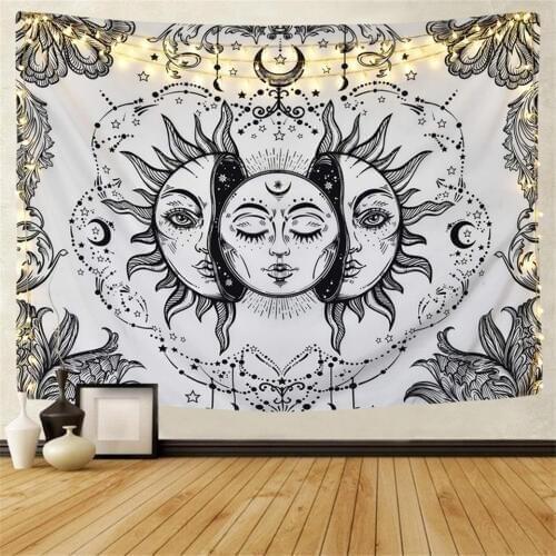 Psychedelic Sun God Tapestry Wall Hanging Bohemia Macrame Art Hippie Mandala Wall Carpet Blanket Bedspread Decor Wall Tapestries