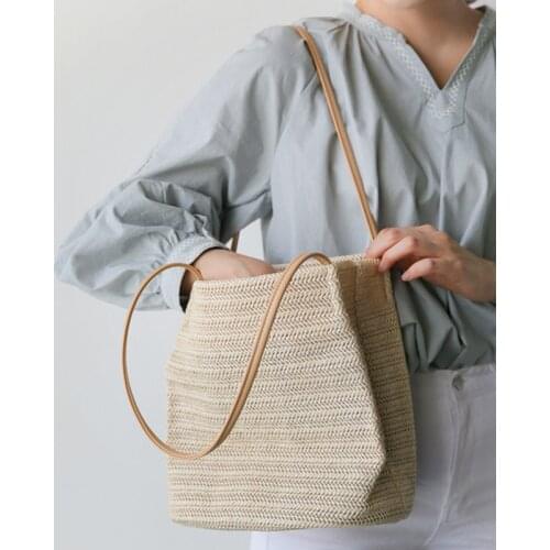 Retro Rattan Woven Large Capacity Straw Bag Women Simple Solid Magnetic Buckle Handbag WomenS Korean Casual Shoulder Bag Woman