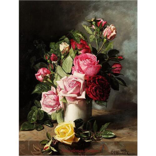 Needlework for embroidery DIY DMC - Counted Cross Stitch Kits 14 ct Oil painting - Still life of Roses and Pansies