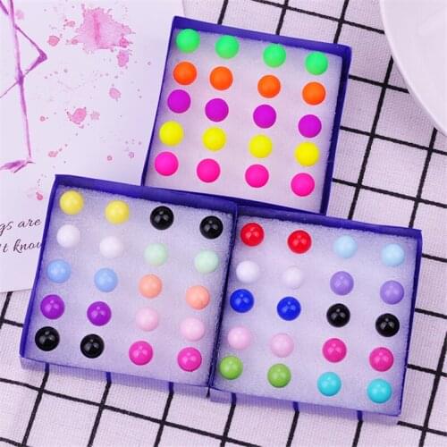 10Pairs/set Classic Women Round Ball Plastic Pearl Stud Earrings Set For Girl Gifts Trendy Small Earring Set Colorful Jewelry