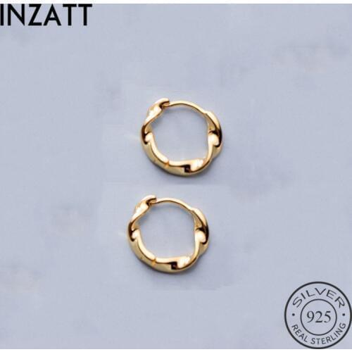 INZATT Real 925 Sterling Silver Minimalist Twist Round Hoop Earrings For Fashion Women Party Fine Jewelry 2019 Accessories