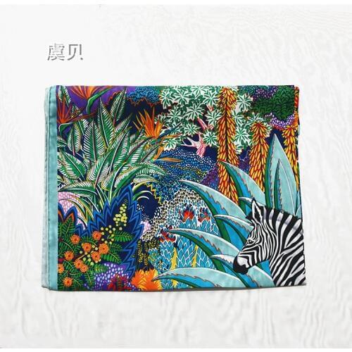 Luxury green blue natural silk scarf printed zebra for women 100% real silk high quality medium square wrap shawl gift for lady