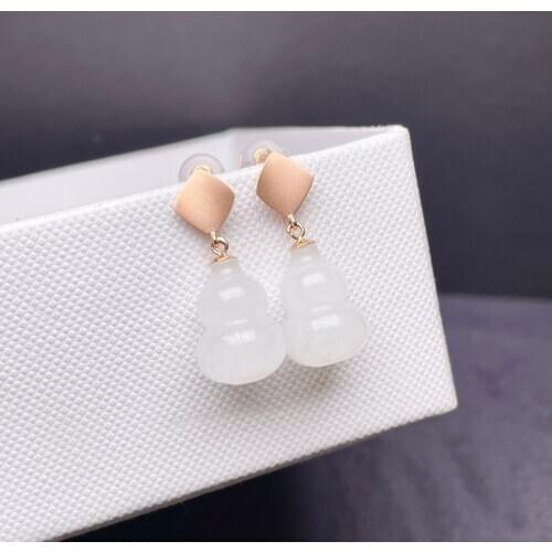 SHILOVEM 18k yellow gold real Natural white Jasper drop earrings classic fine Jewelry women wedding gift myme8-9011111zz