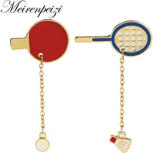 Campaign Sports Table Tennis Badminton Racket Charm Collar Badge Decorated Enamel Pins Cartoon Cute Sporty Brooches