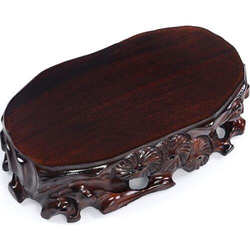 Buddha statue root carving stone base solid wood can be trough vase flower pot bonsai round jade stone base bracket