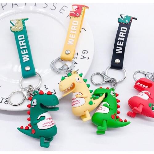 Cute Cartoon Dinosaur Keychain Red Yellow Green Doll Keychain Women Girls Kids Charm Keychain Car Key Ring Accessories Cosplay