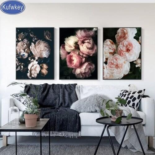 Triptych Flowers Plants diamond embroidery 3 Piece peony handcraft diamond painting full square mosaic still life kitchen art