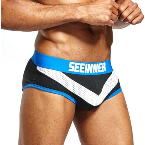 Slip see inner underwear mens jock strap boxers mens underwear mesh breathable mens hip boxer briefs