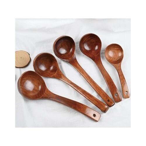 Japanese soup spoon wooden porridge spoon Chinese kitchen tableware large creative wooden spoon household spoon