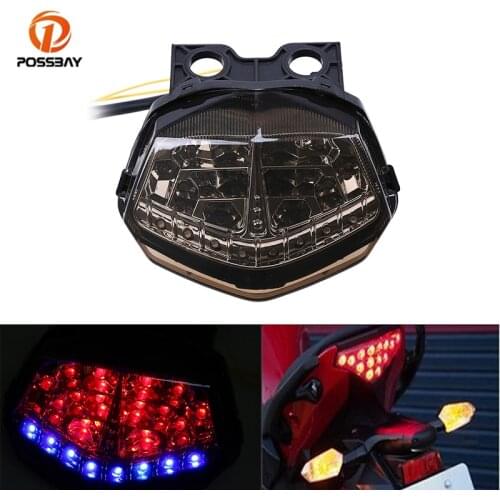 POSSBAY Motorcycle Taillight Motorbike Led Amber Turn Signals Indicator Lamp Red Warning Light for Kawasaki Ninja 250R 2008-2012