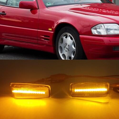 1Set For Mercedes Benz W201 190 W124 W202 W140 R129 Dynamic Amber LED Side Marker Light Blinker Turn Signal Lamps