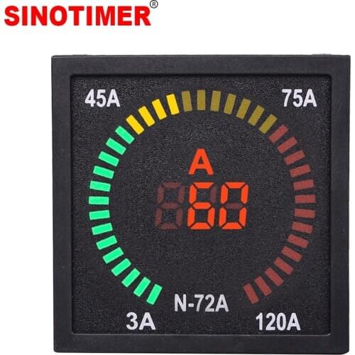 120A 72mm Panel LED Display Digital Ammeter 68mm Hole Size Ampere Meter Current Indicator Tester with Current Transformer