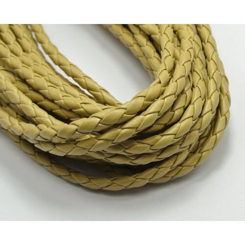 16.4 Feets Khaki Color Round Braided Leatherette Jewelry Cord 5mm