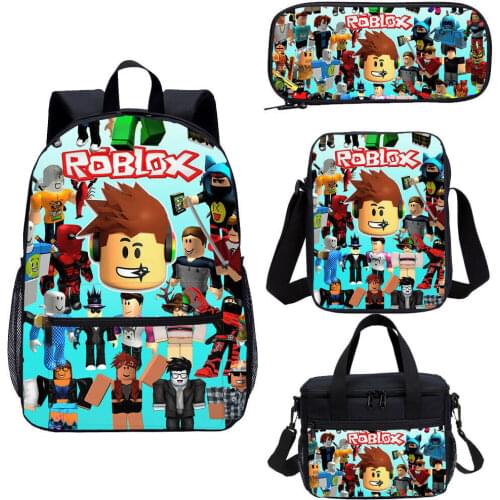 4pcs/set Roblox Teenagers Fashion Schoolbag Men Women Backpack Lunch Bag Diagonal Package Pen Bag for Boy Girl Cute Mochila Gift