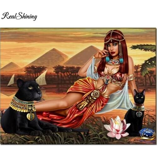 5D DIY Diamond Painting Egyptian beauty black panther Diamond Embroidery Cross Stitch Needlework Wall Sticker home decor F56