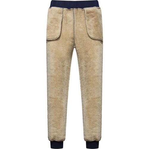 Casual Pants Men Autumn Winter Outdoor Cotton Plush Thicken Solid Color Casual Sweatpants Men Clothing Pants Men Pants Trousers