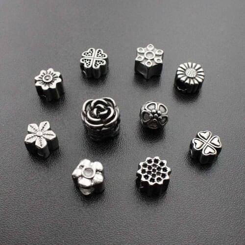 3-5mm Hole 316l Stainless Steel Vintage Flowers Daisy Bead Fit Original Charm Bracelet Necklace DIY Jewelry Making