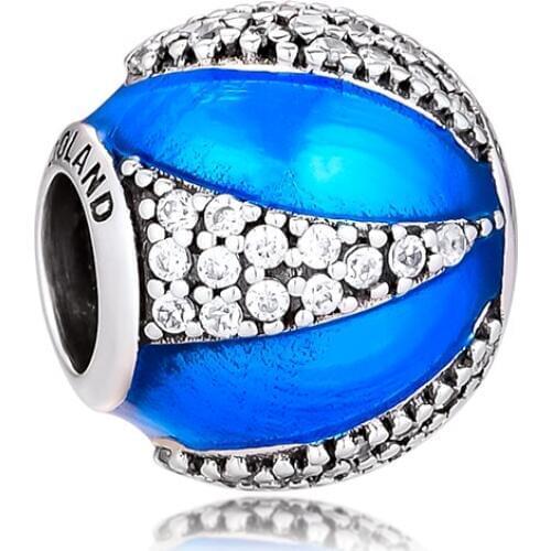 BEADS for Jewelry Making BraceletS Galaxy cHarMs with Blue Enamel 100% 925 OrigiNal Sterling Silver Jewerly Free Shipping