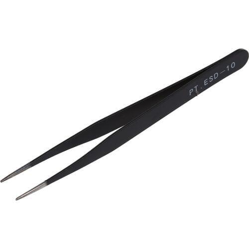 Black Metal Straight Sharp Tip Tweezer