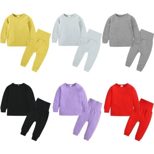 Kids Pajamas Sets Baby Boys Girls Cotton Long Sleeved Tshirt+Pant Girl Clothing T-shirt inside Sleepwear Suit Pyjama Trousers