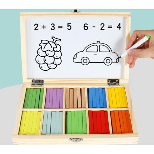 Kids Rectangle Wooden Math Arithmetic Sticks Building Blocks Puzzle Education Toy