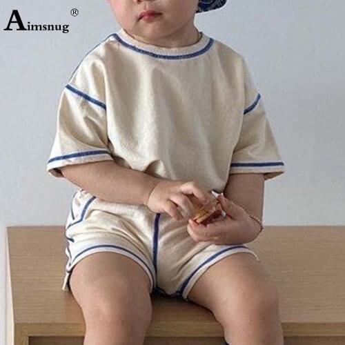 Children Two Pieces Set Unisex Boys Girls Patchwork 2PCS Outfits Kids Clothing 2021 Autumn Casual Top Pullovers and Loose Shorts