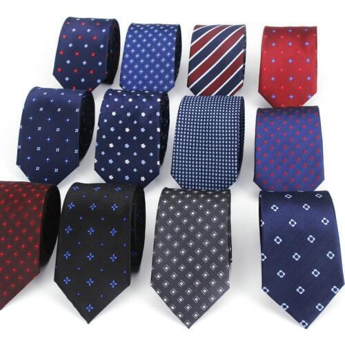 Polyester Jacquard Ties For Men Dot Navy Neckties for Wedding Business Suits 6cm Skinny Wide Neck Ties Slim Gravatas Accessories
