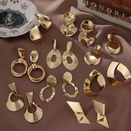 IFMIA 2020 Fashion Gold Color Stud Earrings For Women Charms Simple Geometric Small Earrings Wedding Bridal Jewelry Party Gifts