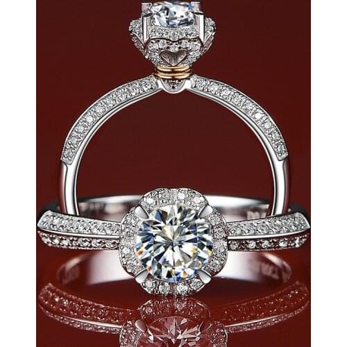 Inbeaut Classic Pass Diamond Test 1 ct Round Flower Excellent Cut D Color Moissanite Wedding Ring New Arrival Moissanite Rings