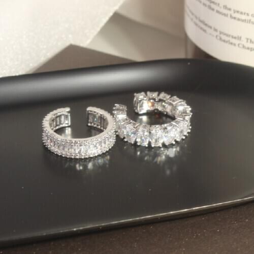 Korea New Design Fashion Jewelry Luxury Shiny AAA Zircon Ring Womens Opening Adjustable Prom Ring