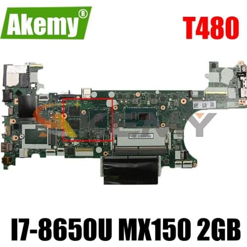 For ThinkPad T480 laptop motherboard ET480 NM-B501 W/ CPU i7-8650U MX150 2GB GPU tested OK FRU 01YR342 01YR351 Mainboard